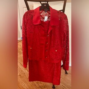 J. Crew Red Lace Skirt Set